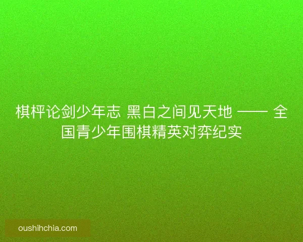棋枰论剑少年志 黑白之间见天地 —— 全国青少年围棋精英对弈纪实
