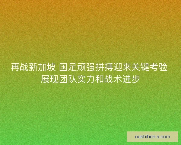 再战新加坡 国足顽强拼搏迎来关键考验 展现团队实力和战术进步
